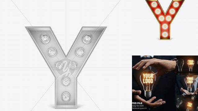 3894+ Letter Y Light Bulb Sign PSD Mockup Creative Digital PSD Download