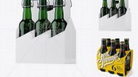 3898+ White Paper 6 Pack Green Bottle Carrier PSD Mockup Halfside View High Angle Shot Creative Layered Design File