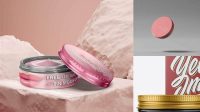 390+ Glossy Lip Balm Tin With Glossy Box PSD Mockup Halfside View Elegant and Stylish Mockup