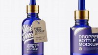 3902+ 50ml Blue Glass Dropper Bottle with Kraft Label PSD Mockup Editable Graphic Design Files