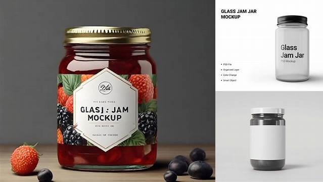 3902+ Glass Jar With Mango Jam PSD Mockup Digital Download