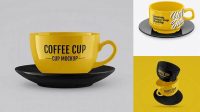 3903+ Glossy Cup and Saucer PSD Mockup High-Angle Shot Exclusive Free Creative Resource