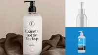 3912+ Matte Cosmetic Bottle With Pump PSD Mockup Half-Side View Creative PSD Resources