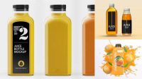 3912+ Square Orange Juice Bottle PSD Mockup Front View Layered PSD for Easy Editing