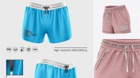 3912+ Women's Heather Sport Shorts PSD Mockup Front View Advanced Editable Template Free