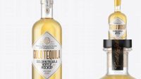 3915+ Golden Tequila Bottle with Wooden Cap PSD Mockup Elegant PSD Mockup