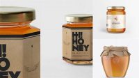 3917+ Glass Honey Jar with Paper Cap PSD Mockup Smart PNG Image