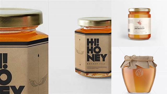 3917+ Glass Honey Jar with Paper Cap PSD Mockup Smart PNG Image