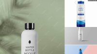 3917+ Matte Plastic Reusable Water Bottle PSD Mockup High-Angle Shot Elegant and Stylish Mockup