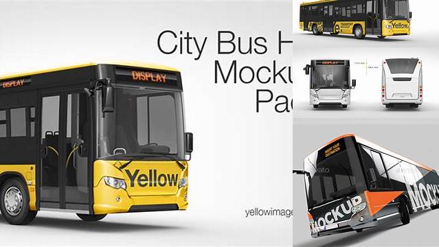 392+ City Bus HQ PSD Mockup Back View Creative Layered Design File