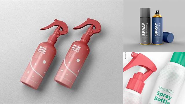 392+ Metallic Spray Bottle With Over?ap PSD Mockup For Free Download