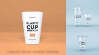 392+ Plastic Matte Cup PSD Mockup Front View High-Angle Shot Editable Design PSD File