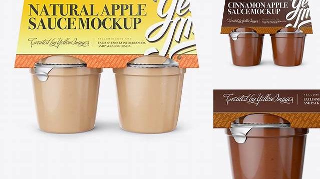 3920+ Cinnamon Apple Sauce 4-6 Oz. Cups PSD Mockup Front View Exclusive Free Creative Resource