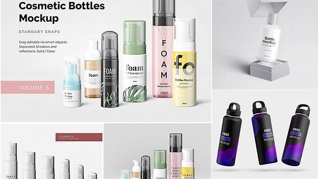 3921+ Metallic ?osmetic Bottle PSD Mockup Editable Graphic Free PSD