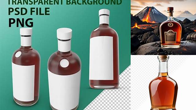 3922+ Cognac Bottle with Wooden Cap PSD Mockup Unique High-Resolution Design Freebie