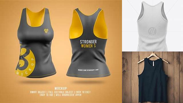 3924+ Womens Tank Top Premium PSD Mockup Halfside View Smart Object PSD Template