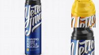 3925+ Matte Metallic Shaving Foam Bottle With Cap PSD Mockup High-Angle Shot Advanced Editable PSD