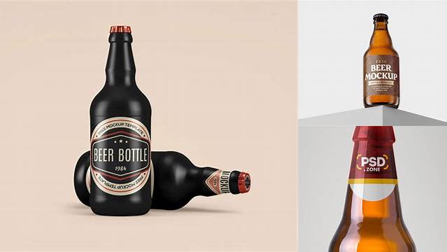 3927+ 500ml Ceramic Beer Bottle PSD Mockup Free Download Design Mockup