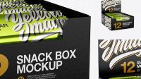 3929+ 12 Metallized Snack Bars Display Box PSD Mockup Exclusive Free Creative Mockup File