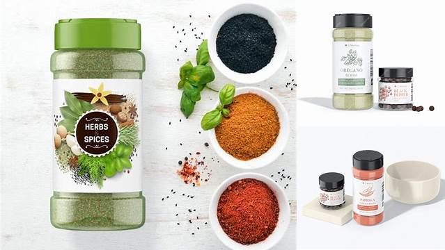 3929+ Spice Jar with Salt PSD Mockup Front and Back Views Download Free Premium Design PSD