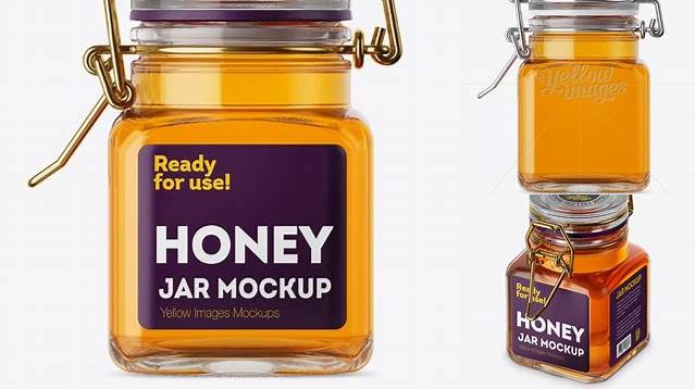 393+ 100ml Glass Pure Honey Jar with Clamp Lid PSD Mockup Free Graphic Design Resource