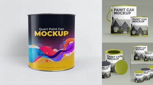 393+ Glossy Paint Can PSD Mockup High-Angle Shot Modern PSD Templates