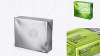 3931+ Metallic Stock Cube PSD Mockup Half Side View High Angle Shot Advanced and Editable PSD Template Free