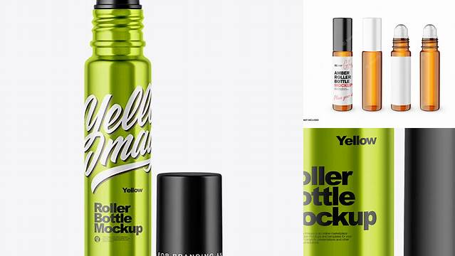 3934+ 10ml Metallized Roller Bottle PSD Mockup Premium Freebie for Designers