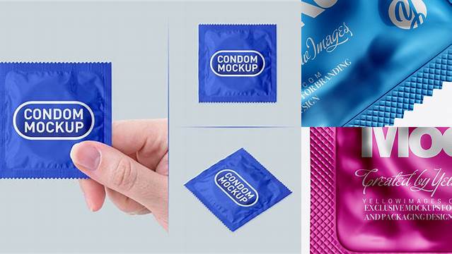 3935+ Metallic Square Condom Packaging PSD Mockup Editable Photoshop Template Freebie