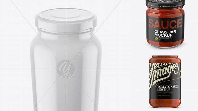 3937+ Glossy Sauce Jar PSD Mockup High Angle Shot Free Downloadable PSD