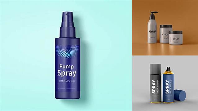 3937+ Hair Styling Spray with Pump PSD Mockup Unique and Editable PSD