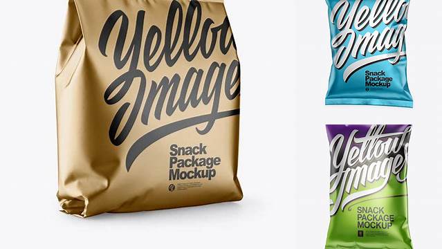 3939+ Matte Metallic Snack Package PSD Mockup Halfside view Free Downloadable Graphic Resource