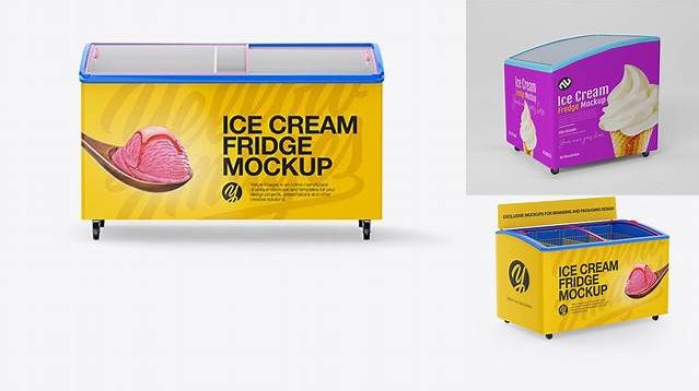 3943+ Ice Cream Fridge PSD Mockup Front View Exclusive Digital PSD Resource