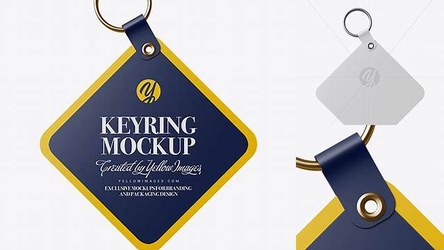 3948+ Rhombus Shaped Keyring PSD Mockup Front View Mockup PSD Free Download