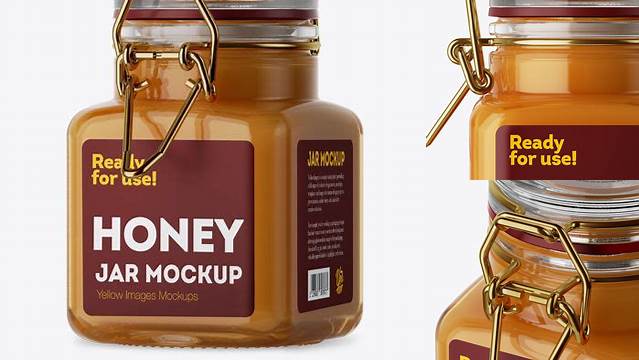 3949+ 100ml Glass Raw Honey Jar with Clamp Lid PSD Mockup Download Now Free PSD Template