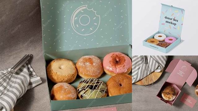 395+ Box with Donut PSD Mockup Front View High Angle Shot Free Premium Photoshop Template Download