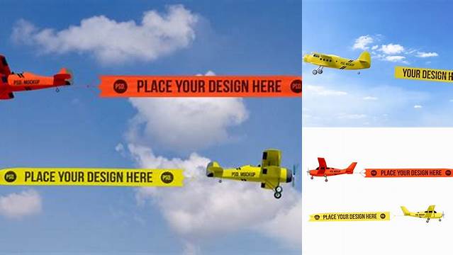 3952+ Plane Banner Mockup Free PSD