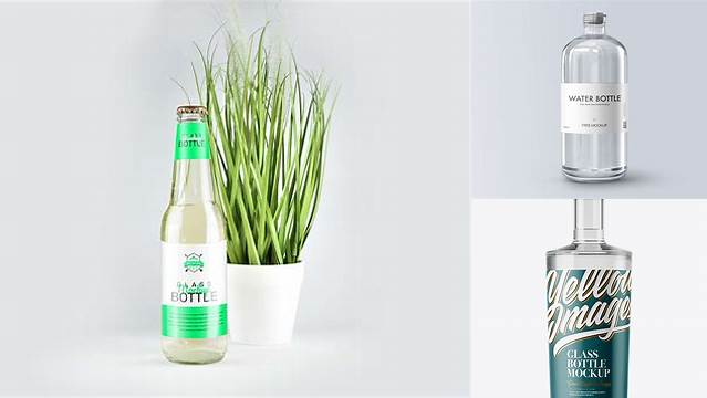 3957+ 700ml Clear Glass Bottle PSD Mockup Unique Free Photoshop Files