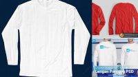 3959+ Mockup Kaos Putih Lengan Panjang Exclusive Layered PSD Mockup