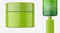 3959+ Two Glossy Cosmetic Jars and Glossy Cosmetic Bottle Free Graphic Design Resource