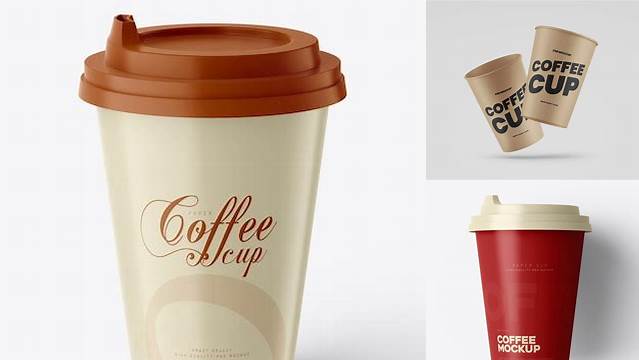 3961+ Kraft Coffee Cup PSD Mockup Front View Advanced Editable PSD