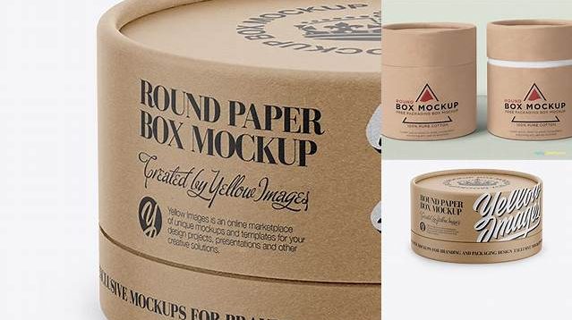 3966+ Kraft Paper Round Box PSD Mockup Front View High Resolution