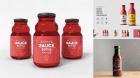 3967+ Plastic Bottle with Sauce PSD Mockup Front View Premium Design Freebie