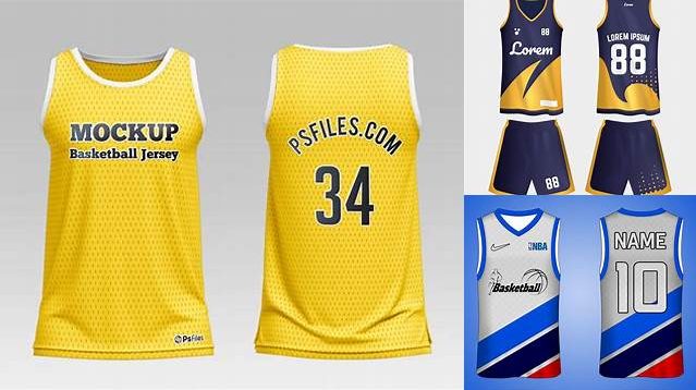 3968+ Men’s Basketball Jersey PSD Mockup Front Half Side View Editable Design PSD File