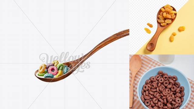 3969+ Wooden Spoon With Cereals And Milk Layered PSD for Easy Editing