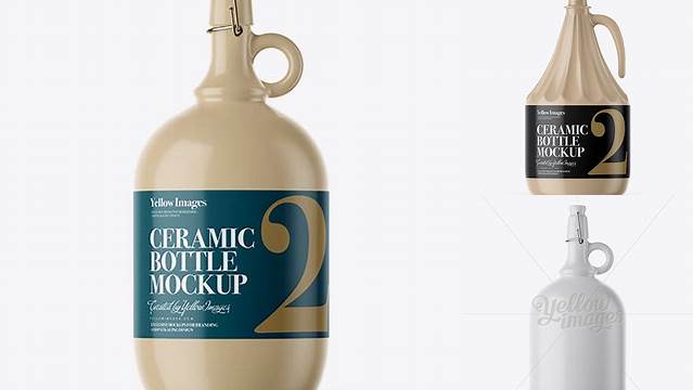 3970+ 3L Ceramic Bottle With Handle & Clamp Lid PSD Mockup Free PSD for Creatives