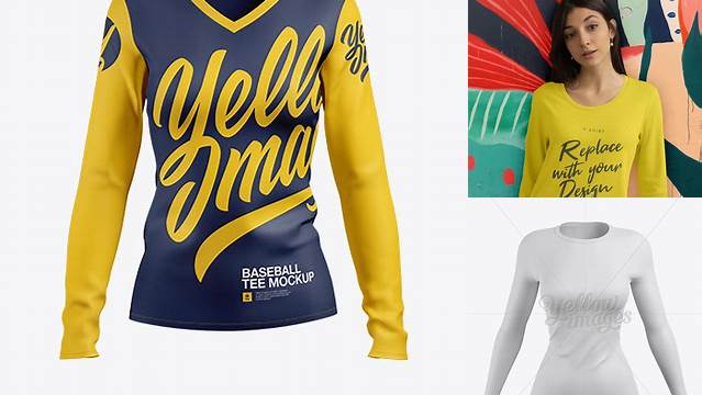 3972+ Women’s Baseball T-shirt with Long Sleeves PSD Mockup Front View Free Premium Photoshop Template Download