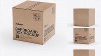 3977+ Corrugated Fiberboard Box PSD Mockup 25° Angle Front View High-Angle Shot PSD Free Download