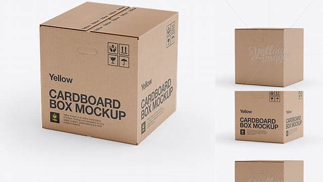 3977+ Corrugated Fiberboard Box PSD Mockup 25° Angle Front View High-Angle Shot PSD Free Download