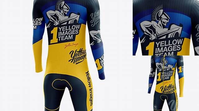 3977+ Men’s Cycling Speedsuit LS PSD Mockup Back Half Side View Exclusive and Stylish Design PSD